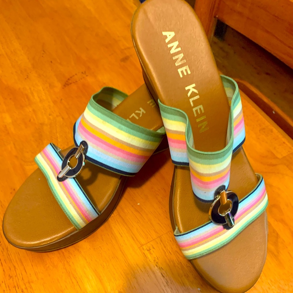 Rainbow Wedge Sandals by Anne Klein